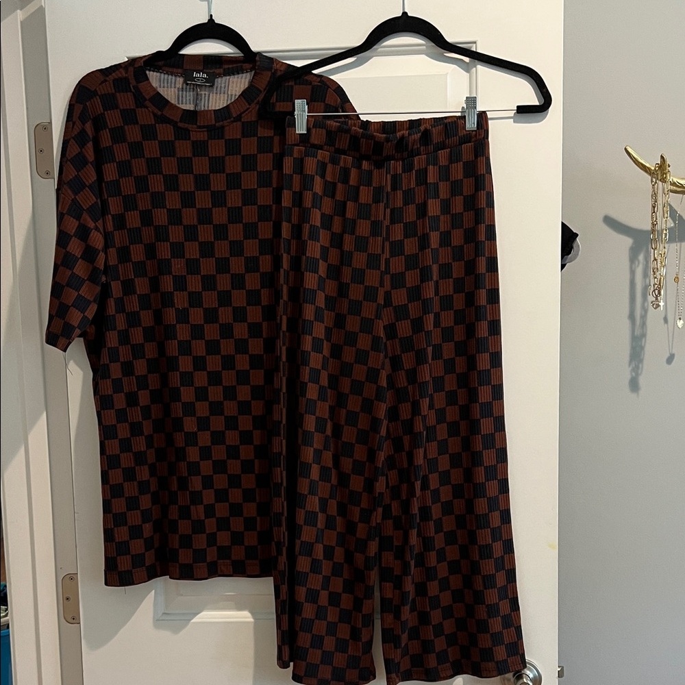 Dressed in Lala - Black and Mocha checkered set